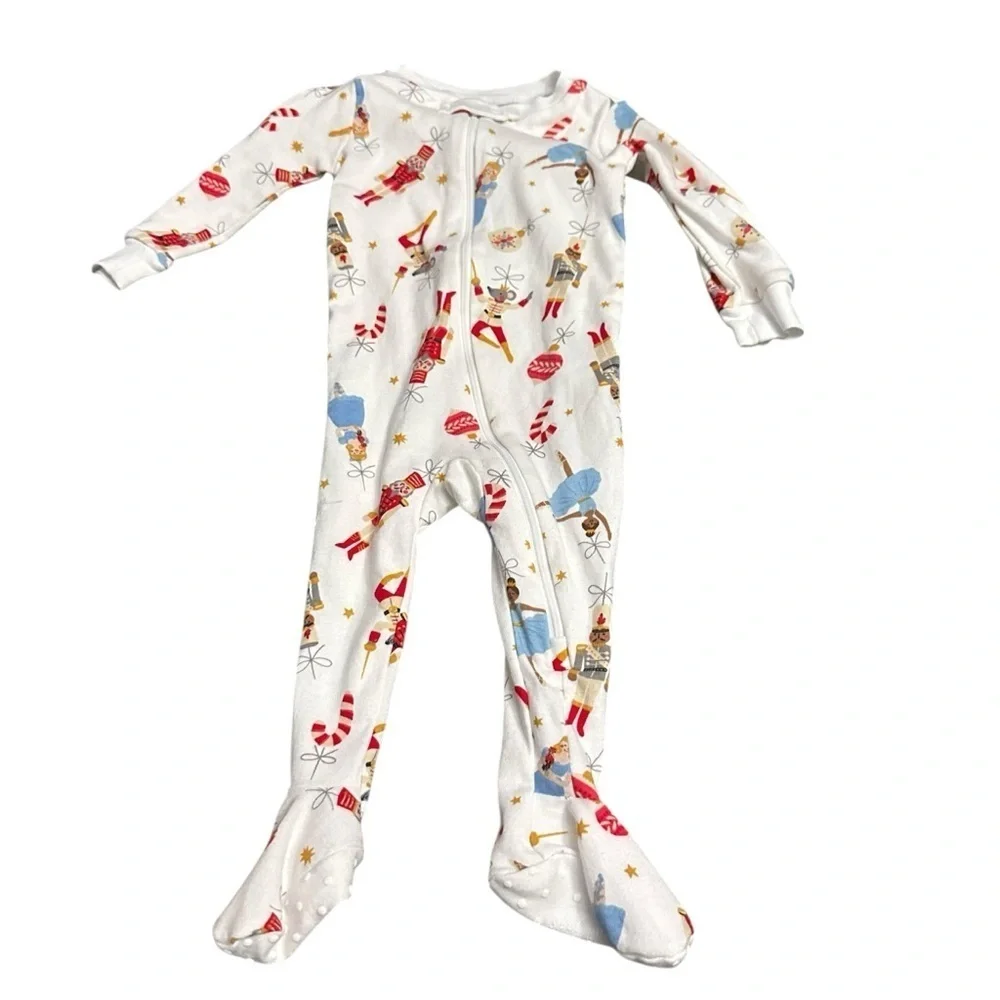 Janie and Jack White Festive Print Footie